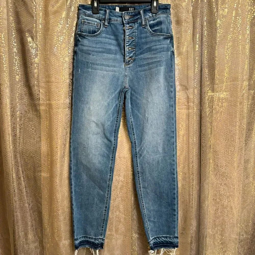 Kut From The Kloth Naomi High Rise Fab Ab Ankle Straight Jeans Size 0